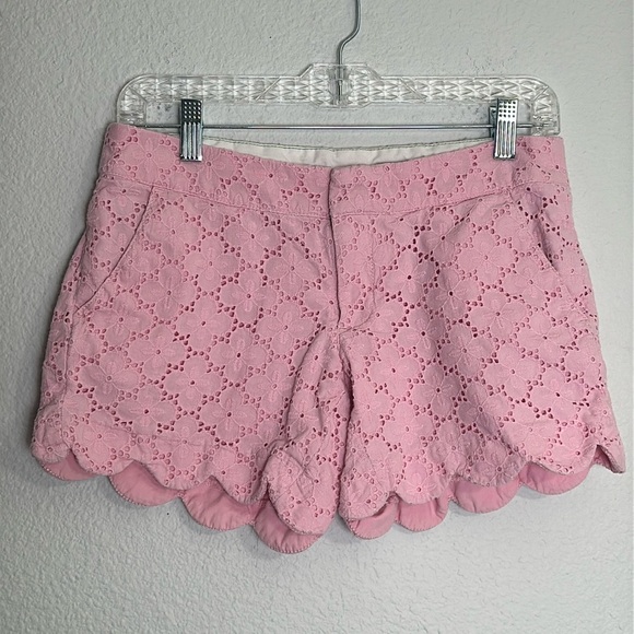 Lilly Pulitzer The Buttercup Short Women’s Size 2 Pink Eyelet Scallop Trim - Picture 1 of 11
